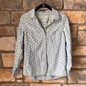 Madewell Printed Denim Button Down Top Sz XS